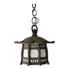 Japanese Copper Antique Hanging Lantern/Pendant Light with Ceiling, 1900-1920