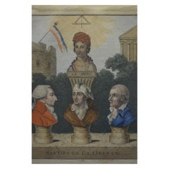 La Révolution française, vers 1793, gravure en couleur des trois martyres de la Liberté