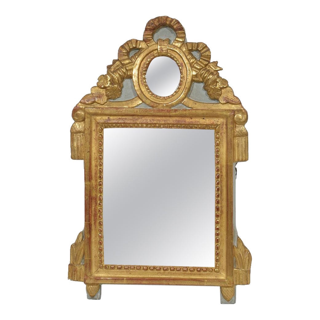 Small 18th Century French Giltwood Louis XVI Style Mirror For Sale
