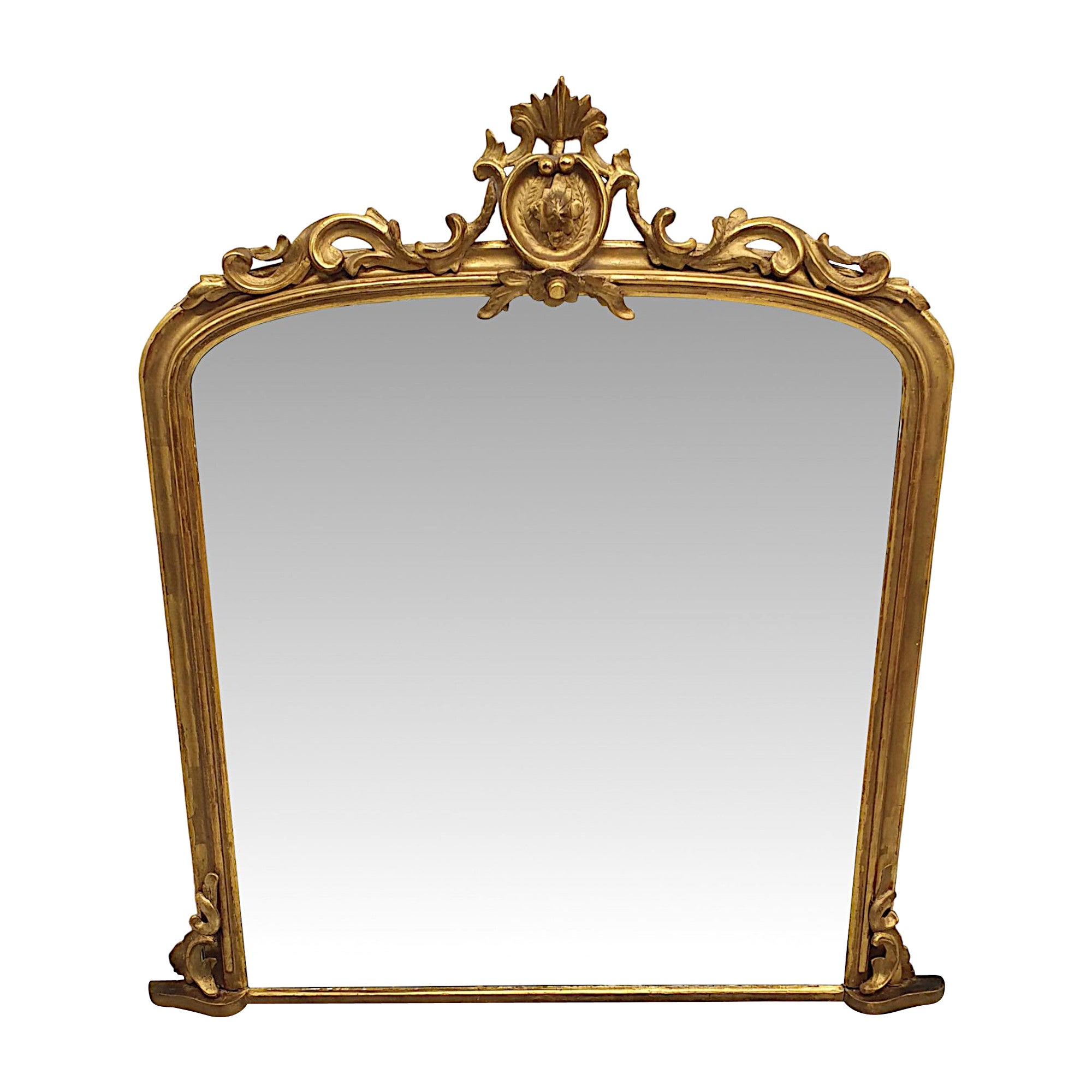 Fabulous 19th Century Giltwood Arch Top Overmantle Mirror For Sale