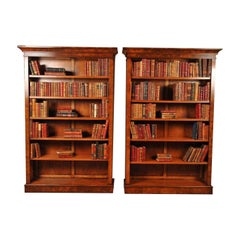 Pair Walnut Victorian Bookcases Open Book Case