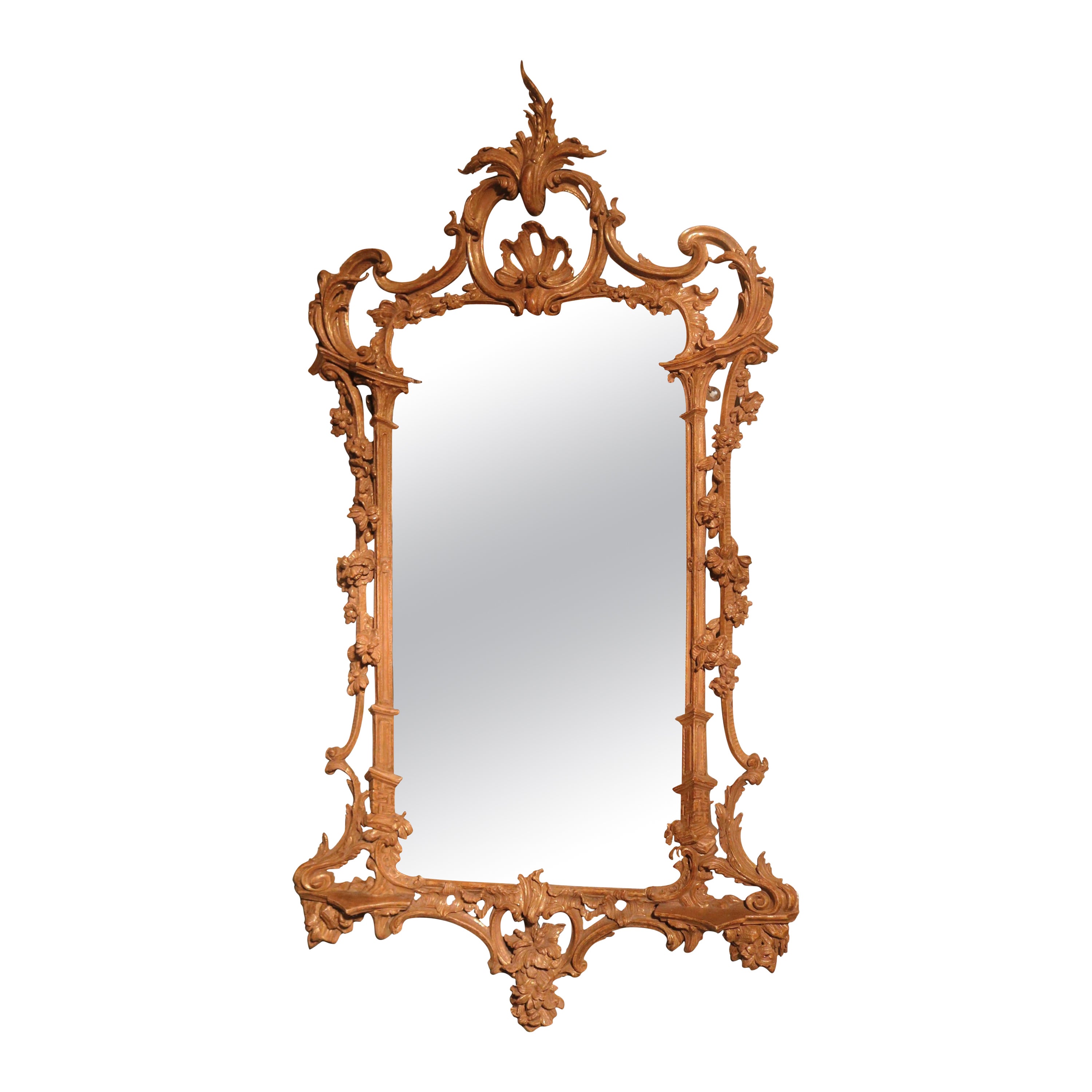 18th Century Carved Giltwood Chinese Chippendale Mirror For Sale