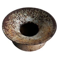 Cast Iron Spittoon with Perfect Volcanic Glaze Patina in the Style of Lucie Rie