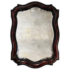 Antique Faux Tortoishell and Ripple Frame Mirror Att. to Maison Franck