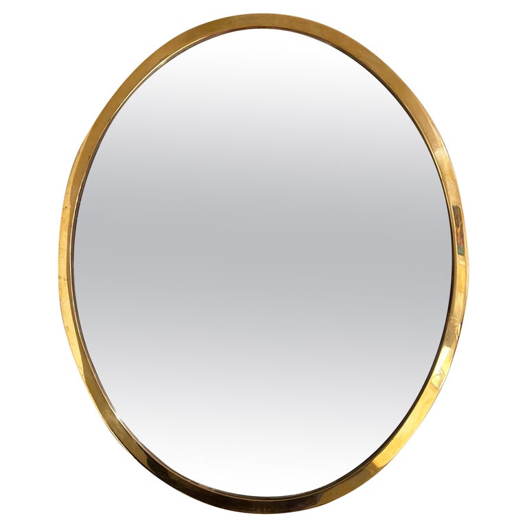 Brass Oval Mirror For Sale at 1stDibs