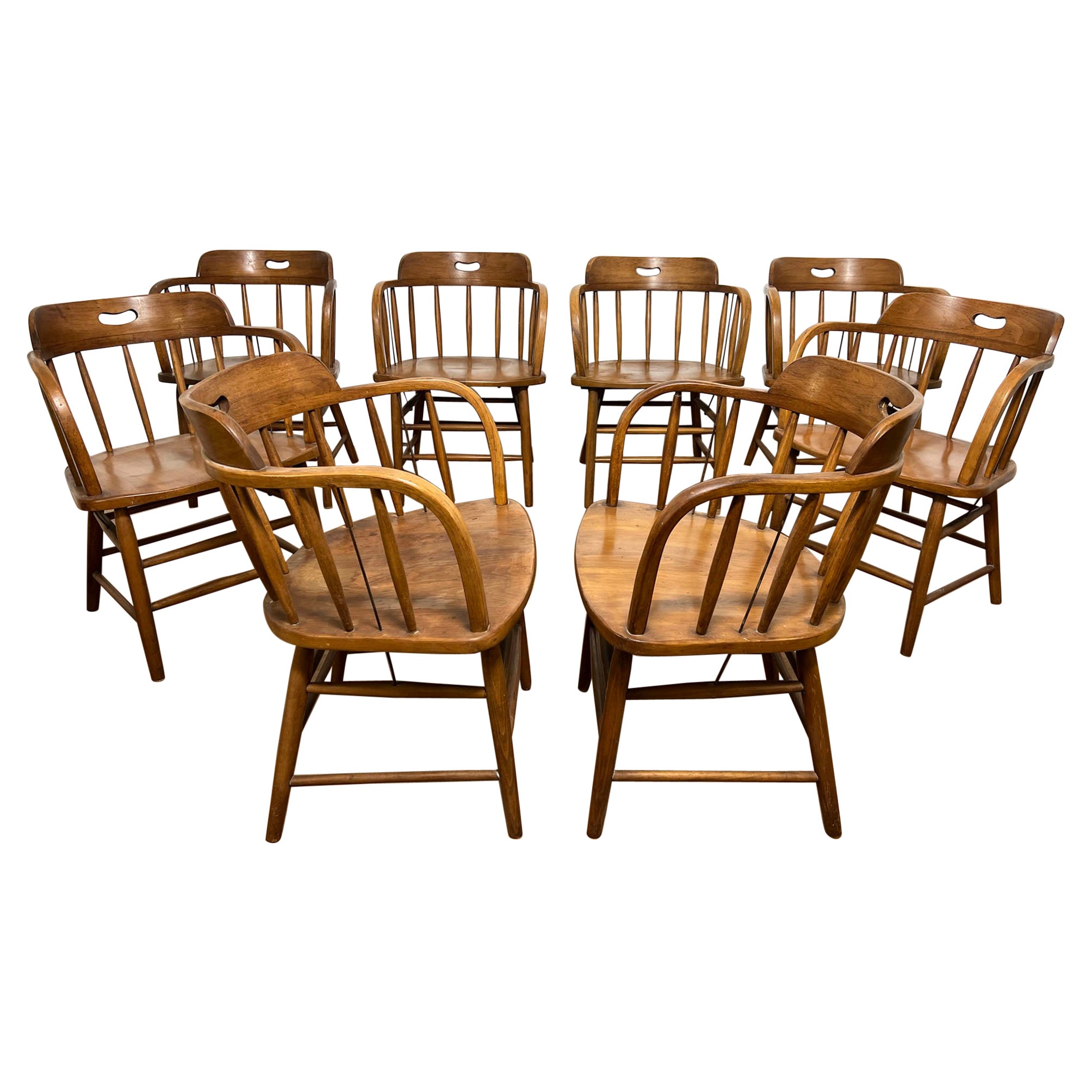Set of Eight Boling Chair Company "Georgia O'Keeffe" Dining Chairs, circa 1940s