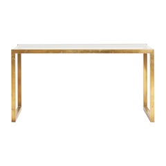 Midcentury Brass and Glass Top Console Table