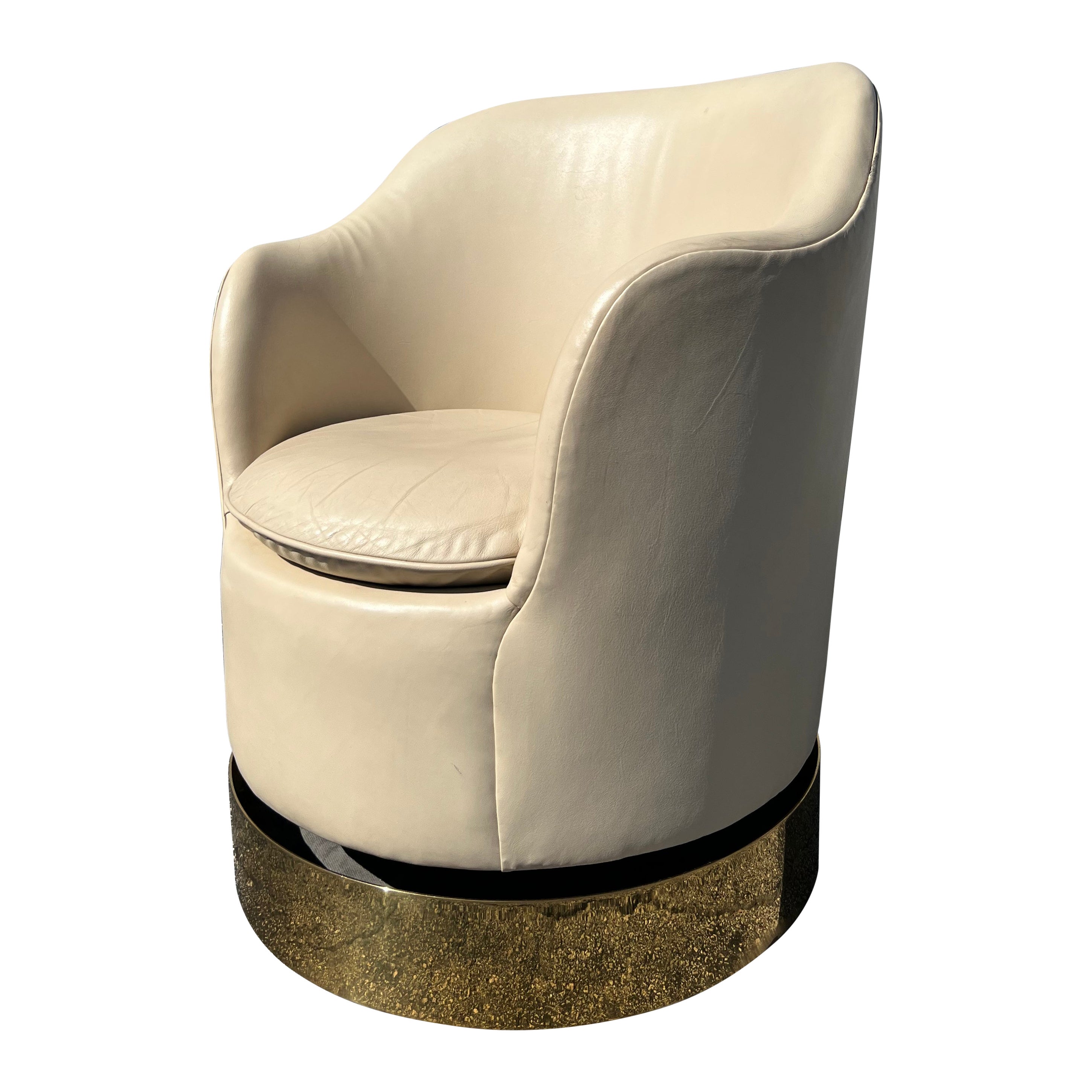 Phillip Enfield Brass Swivel Lounge Chair For Sale