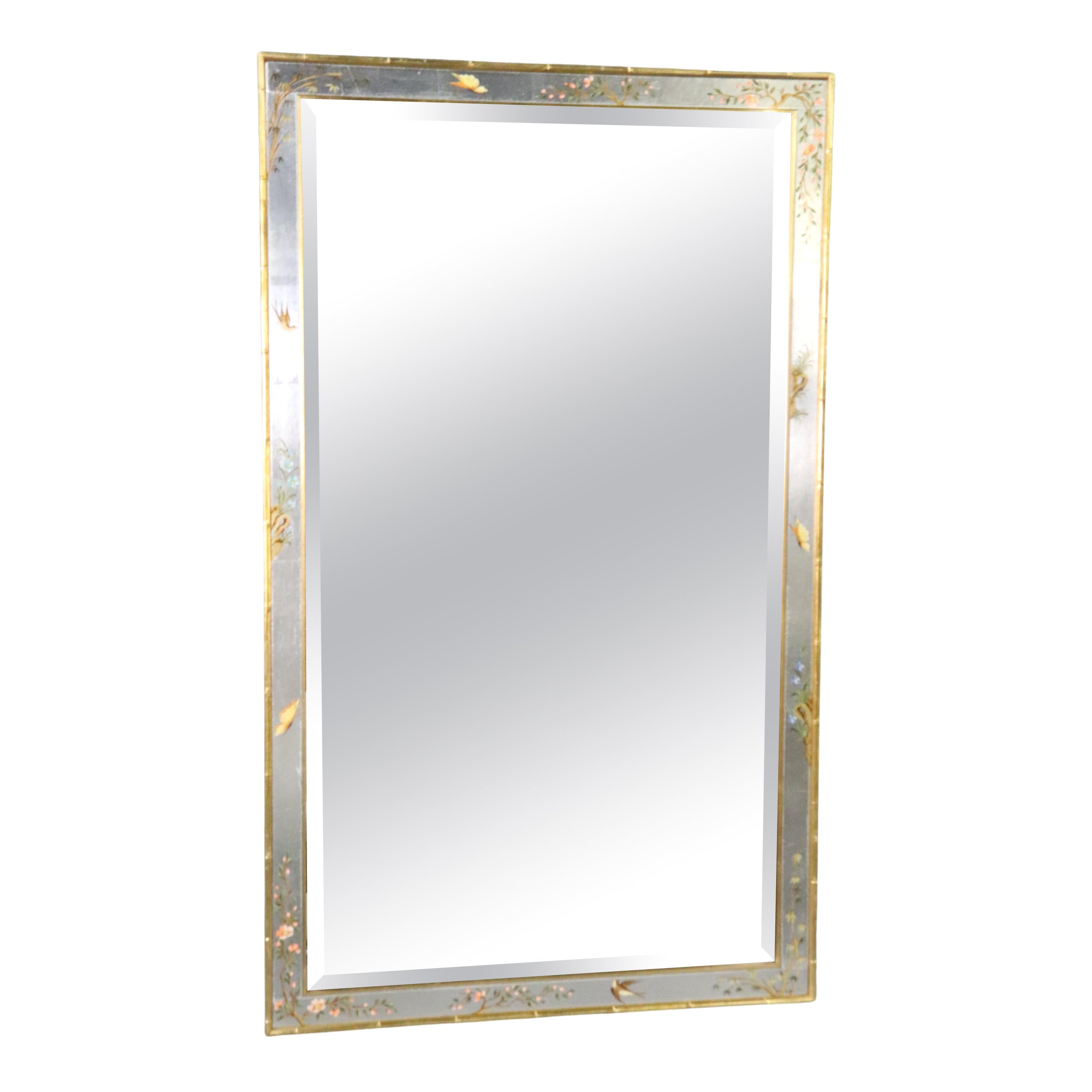 Large Gilt Oriental Chinoiserie Style Beveled Glass Mirror by LaBarge