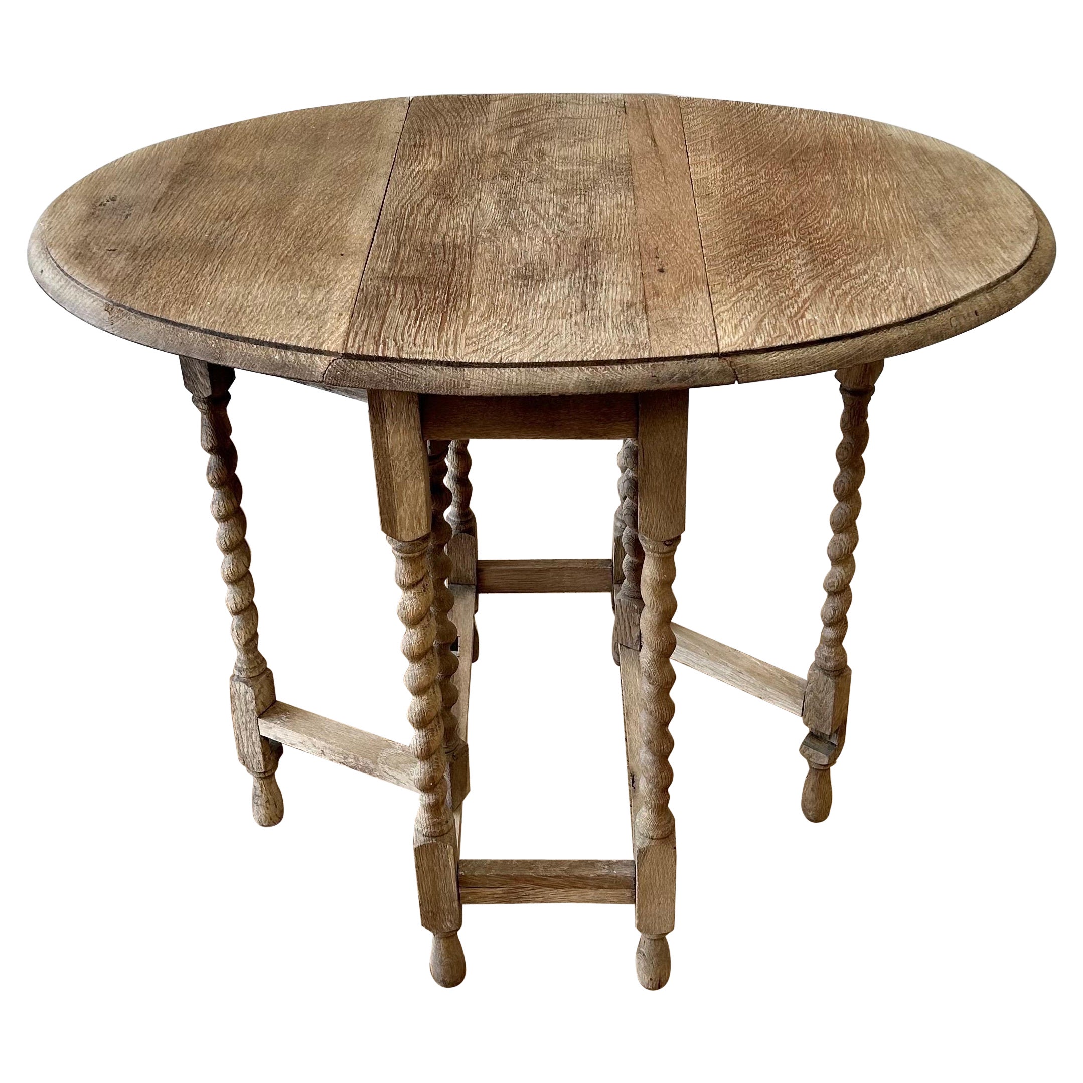 19th Century Bleached Oak Double Gate-Leg Oval Table