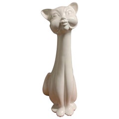 Grande figurine de chat en céramique italienne du milieu du 20e siècle