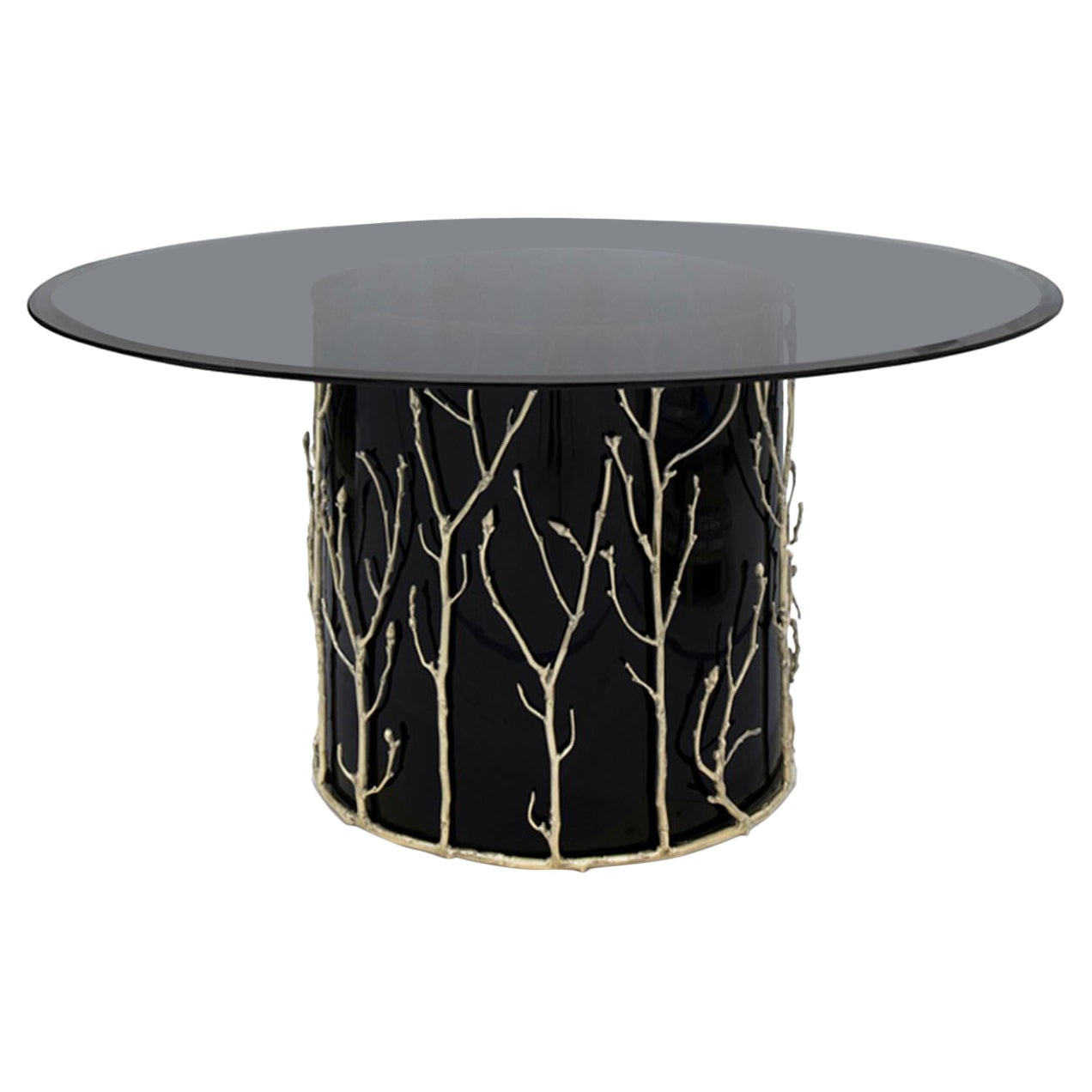 Original Dinning Table in Brass and Glass "Branche"