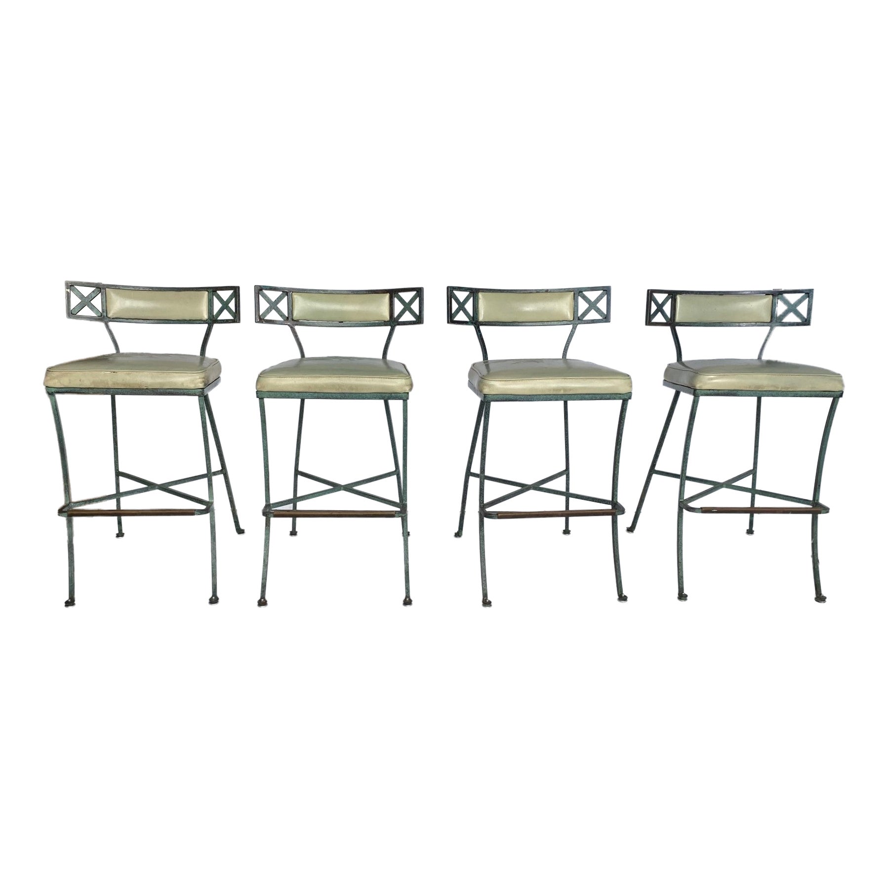 MidCentury Iron Bar Stools Set of 4 For Sale