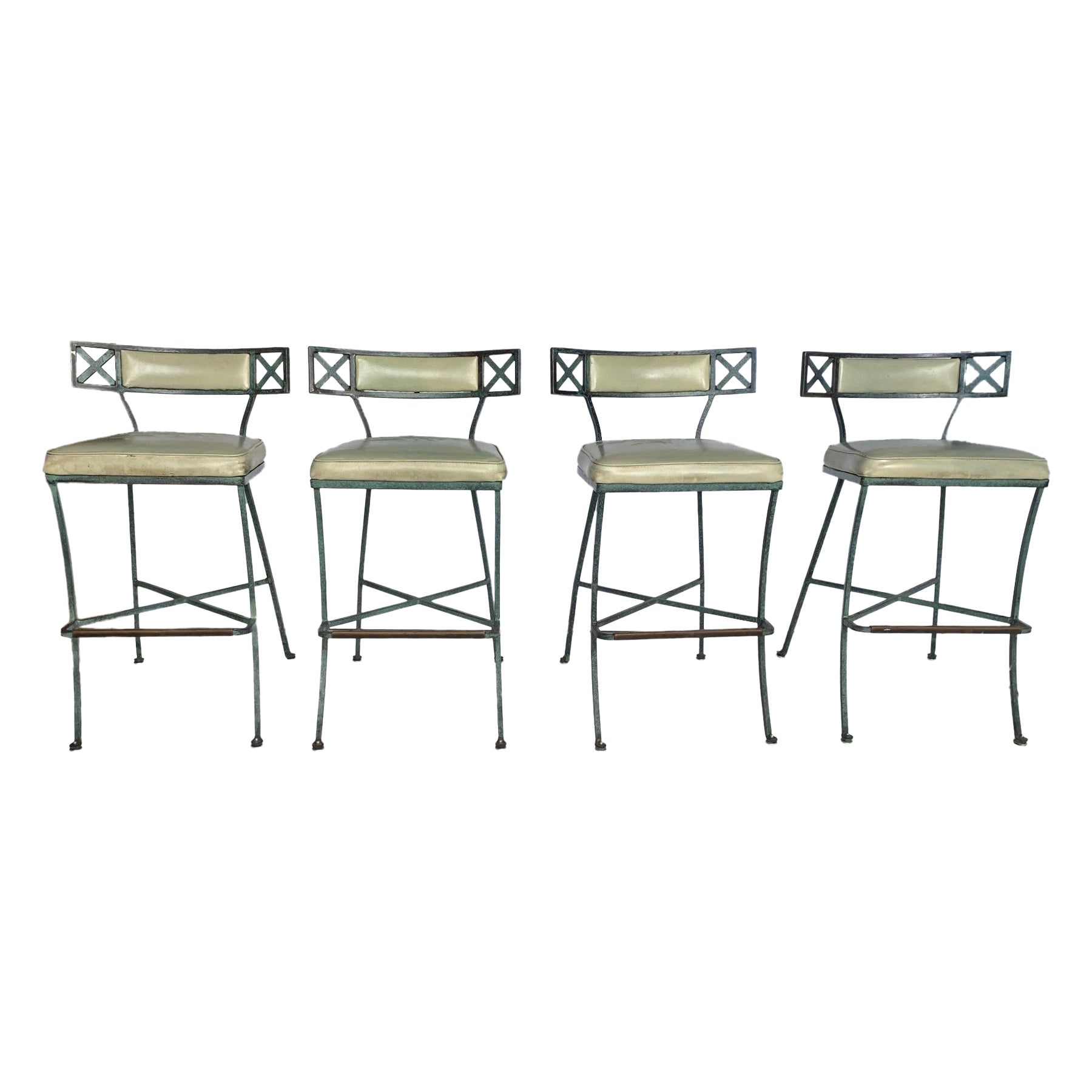 MidCentury Iron Bar Stools Set of 4 For Sale