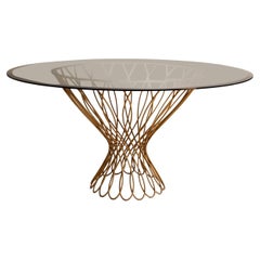 Round Dinning Table, "Pane" in Iron and Glass