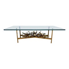Hollywood Regency Stil Italienische Glasplatte Tole Base Couchtisch