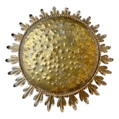 Gilt Metal Sunburst Ceiling Fixture by MLA