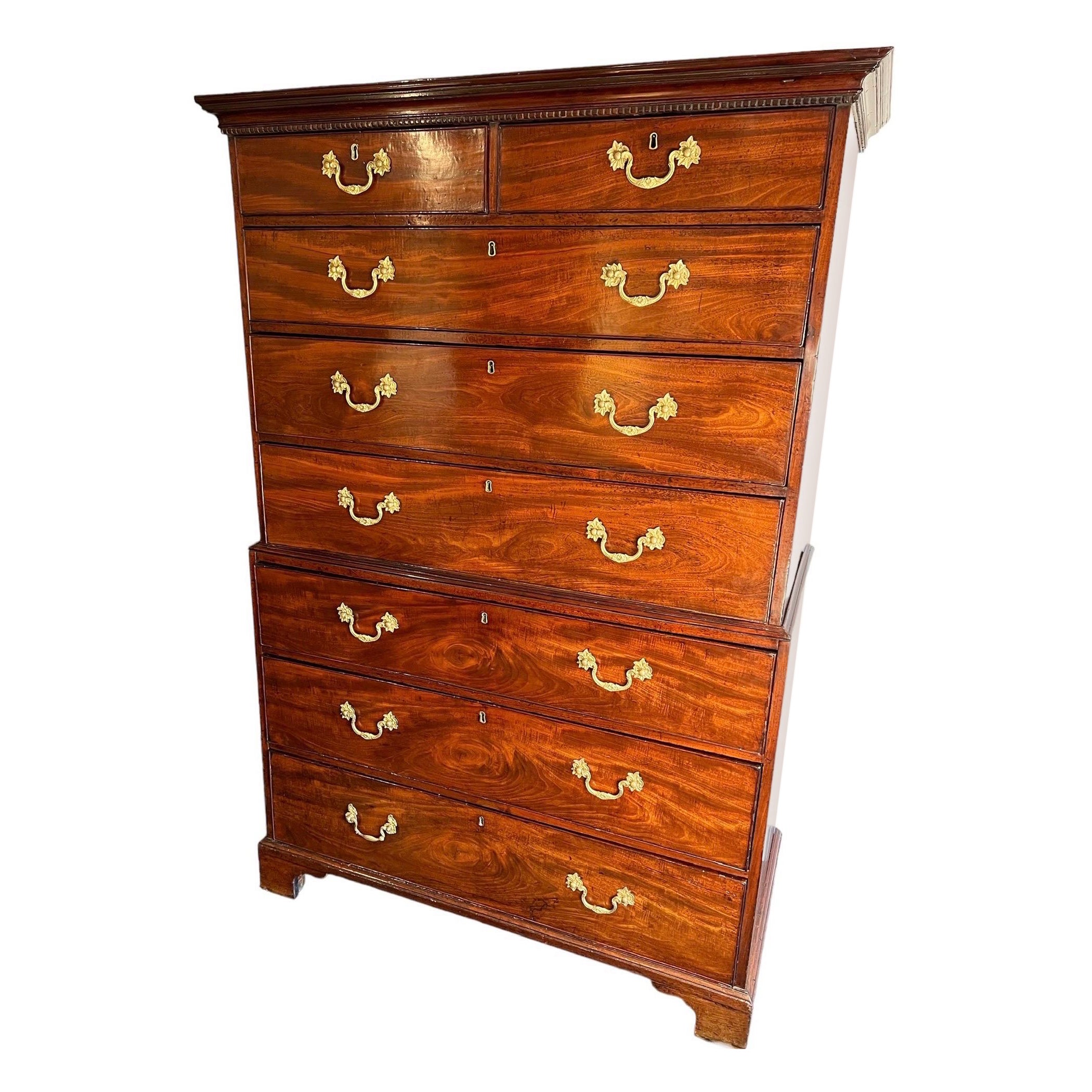 George III Mahogany Chest on Chest English, circa 1790