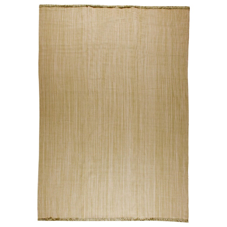 Large Striped De Lys Beige FlatWeave Wool Rug by Doris Leslie Blau For