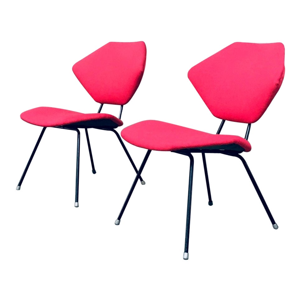 Mid-Century Modern Design Low Side Chair Set, Italy, 1950s For Sale