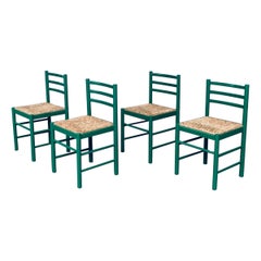 1970s Italian Design Green Dining Chair Set