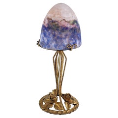 Art Deco Table Lamp Pâte De Verre Signed by Muller Freres Lunéville, 1920s