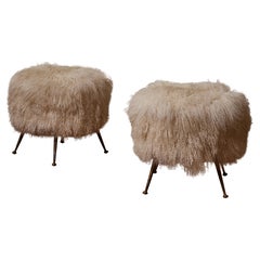 Pair of Mongolian lamb stools by Studio Glustin