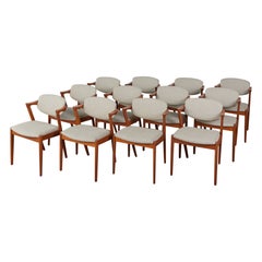 Kai Kristiansen Set of Twelve Model 42 Teak Dining Chairs for Schou Andersen