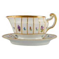 Royal Copenhagen Henriette, Hand Painted Porcelain with Gold Rim, Sauce Boat