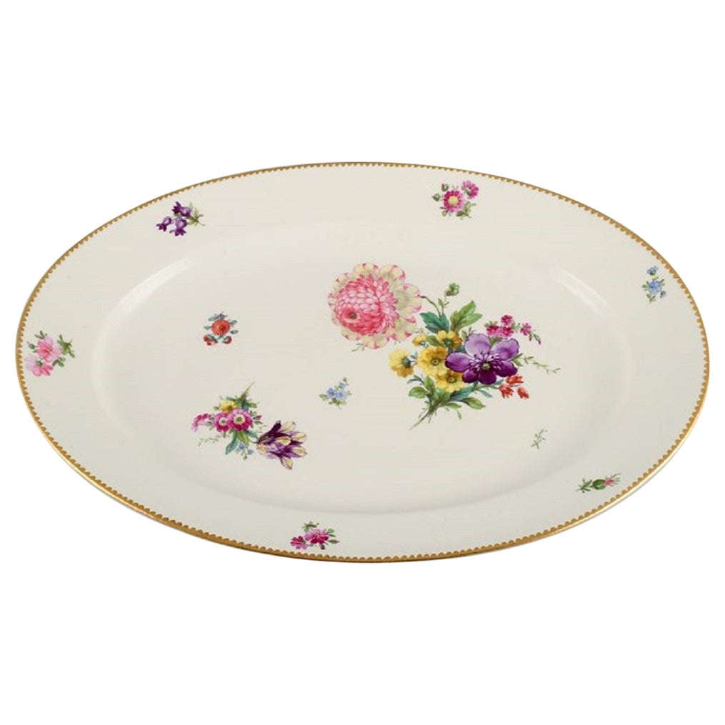 Bing & Grondahl, Saxon Flower, Large Hand Painted Porcelain Serving Dish For Sale