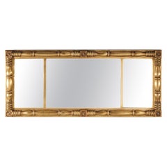 Antique American Empire Three Part Giltwood Wall Mirror, circa 1840