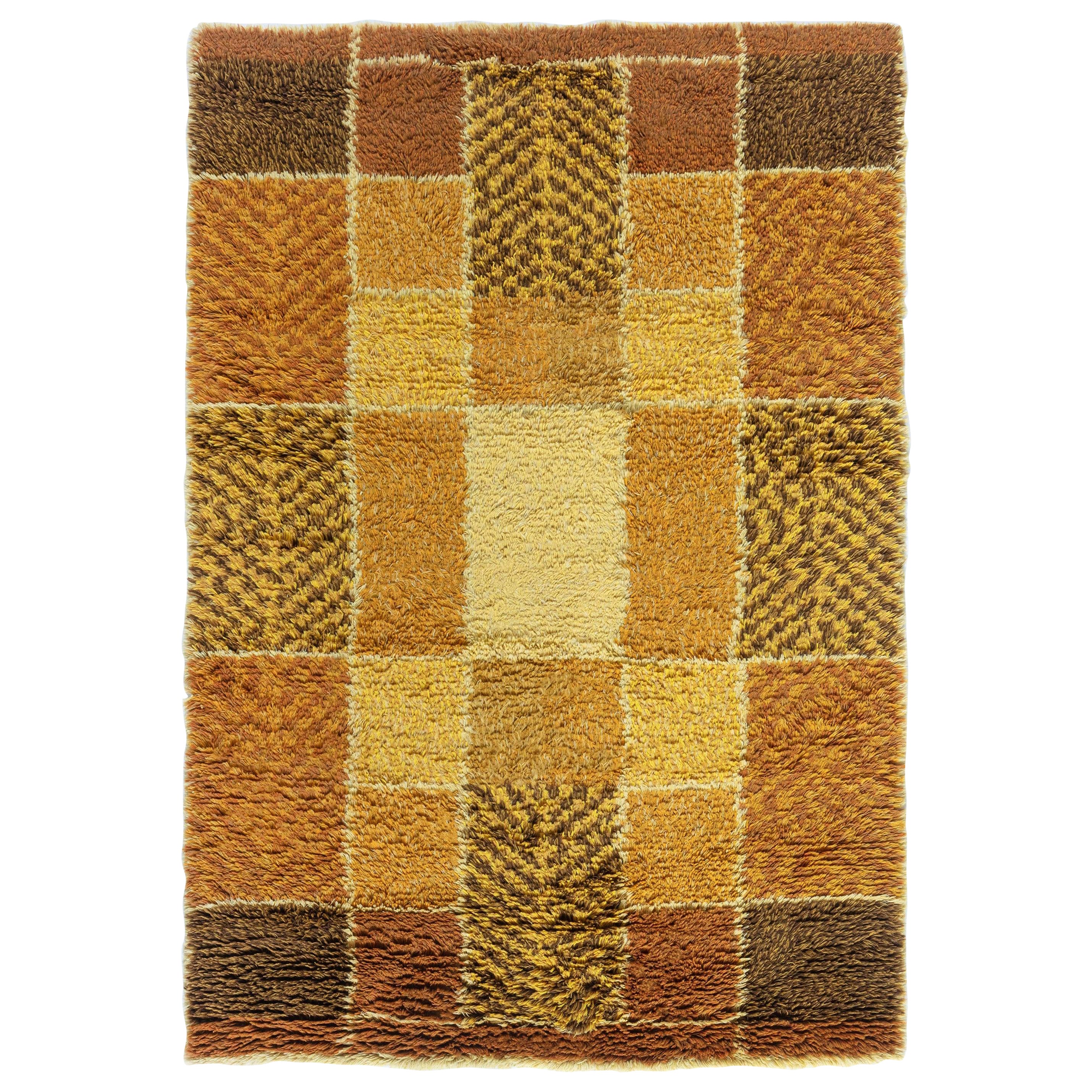 Midcentury Swedish Rya wool rug signed Hjalmar Bengtsson at 1stDibs