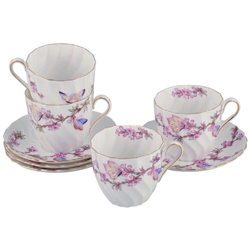 Tuscan, England, Bone China, Four Sets of Large Coffee Cups and Saucers For Sale