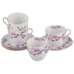 Retro Tuscan, England, Bone China, Four Sets of Large Coffee Cups and Saucers