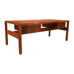 Brazilian Modern Desk in Hardwood with Floating Drawers, Sergio Rodrigues, 1960s