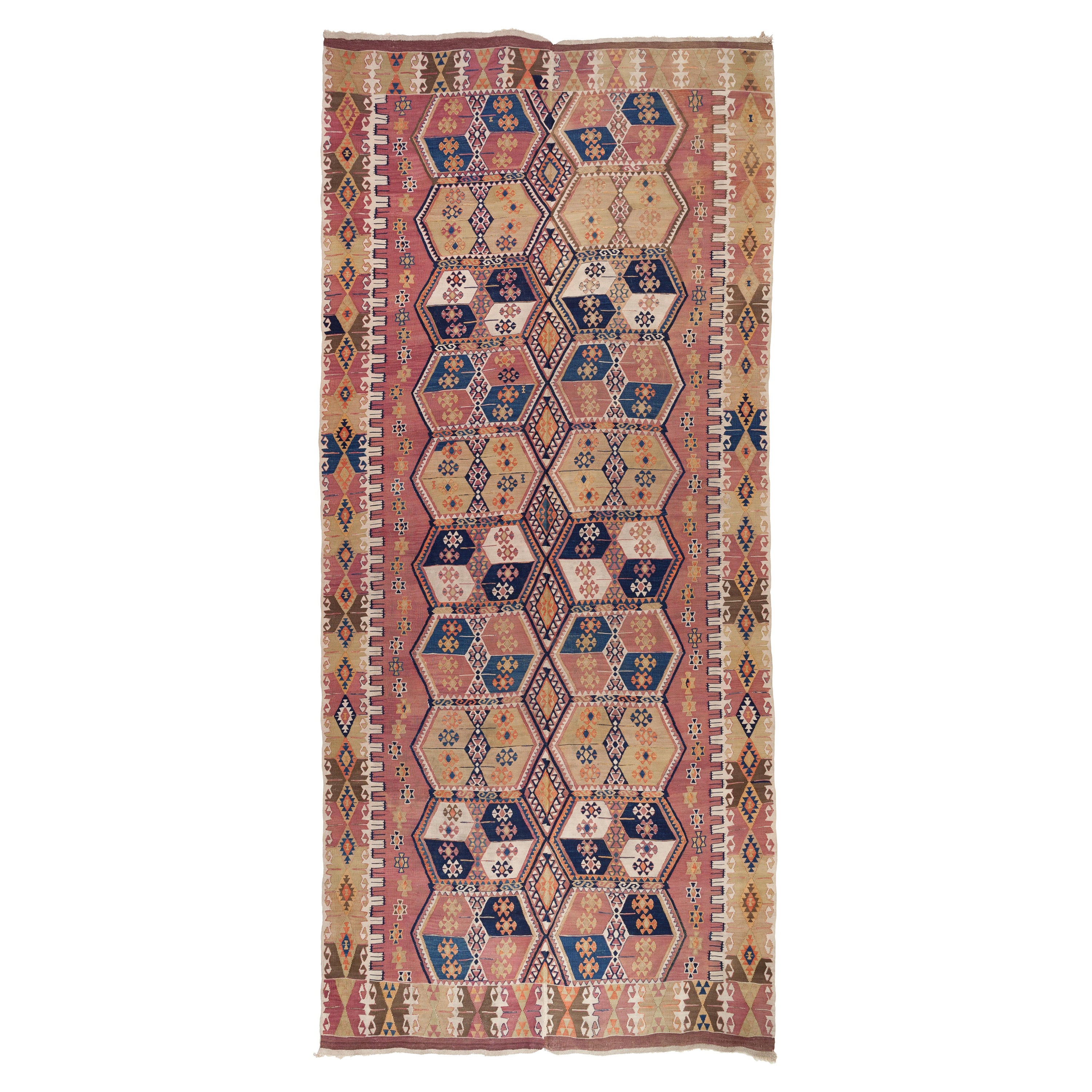 Tapis turc ancien Malatya Kilim d'Anatolie du Sud