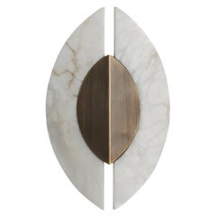 Linear Italian Alabaster Wall Sconce "Shield" - Brushed Bronze