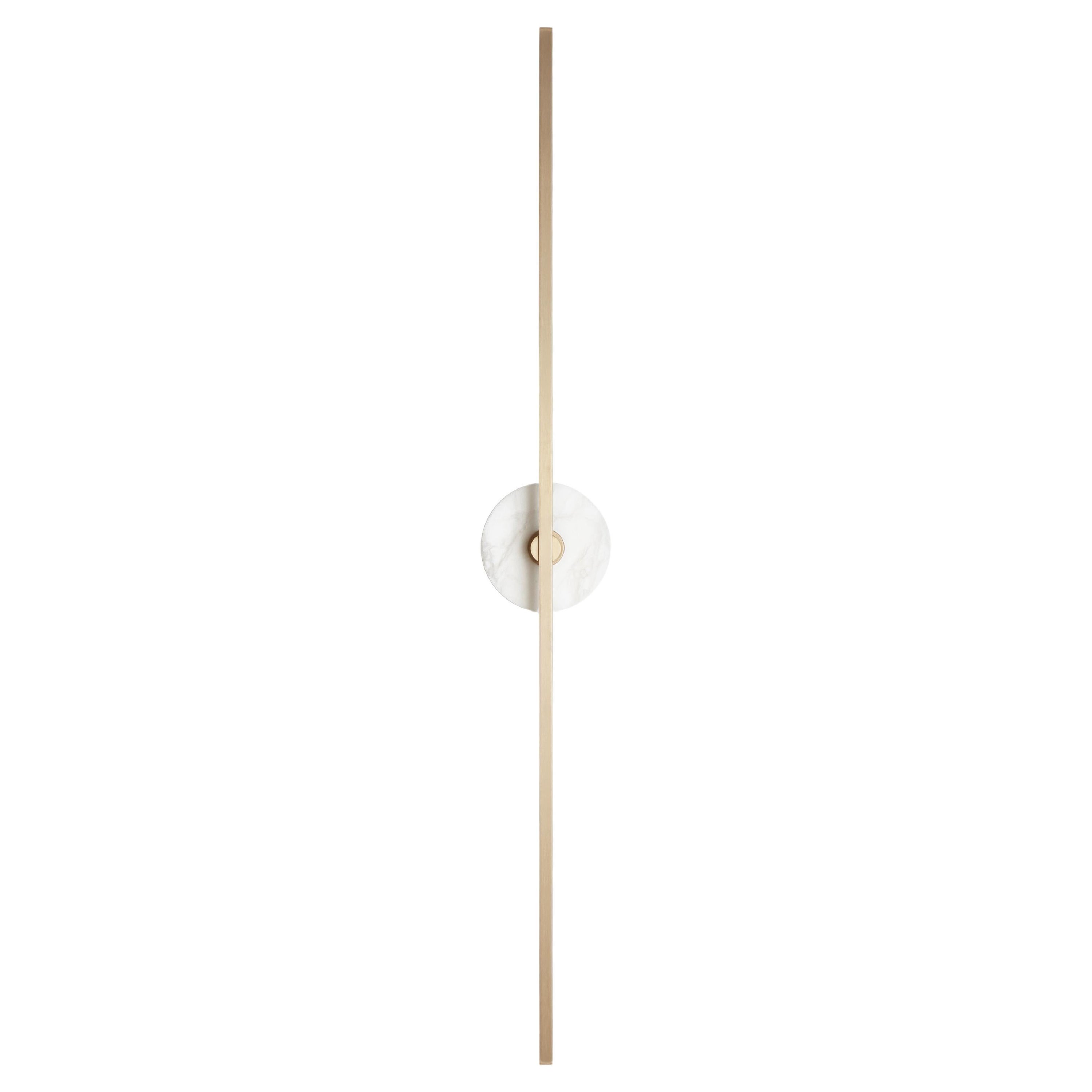 Essential Italian Wall Sconce " Grand Stick", Brass and Alabaster For Sale
