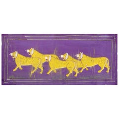 1970s Jaime Parlade Pintura a mano de diseño "Tigres" Óleo sobre lienzo