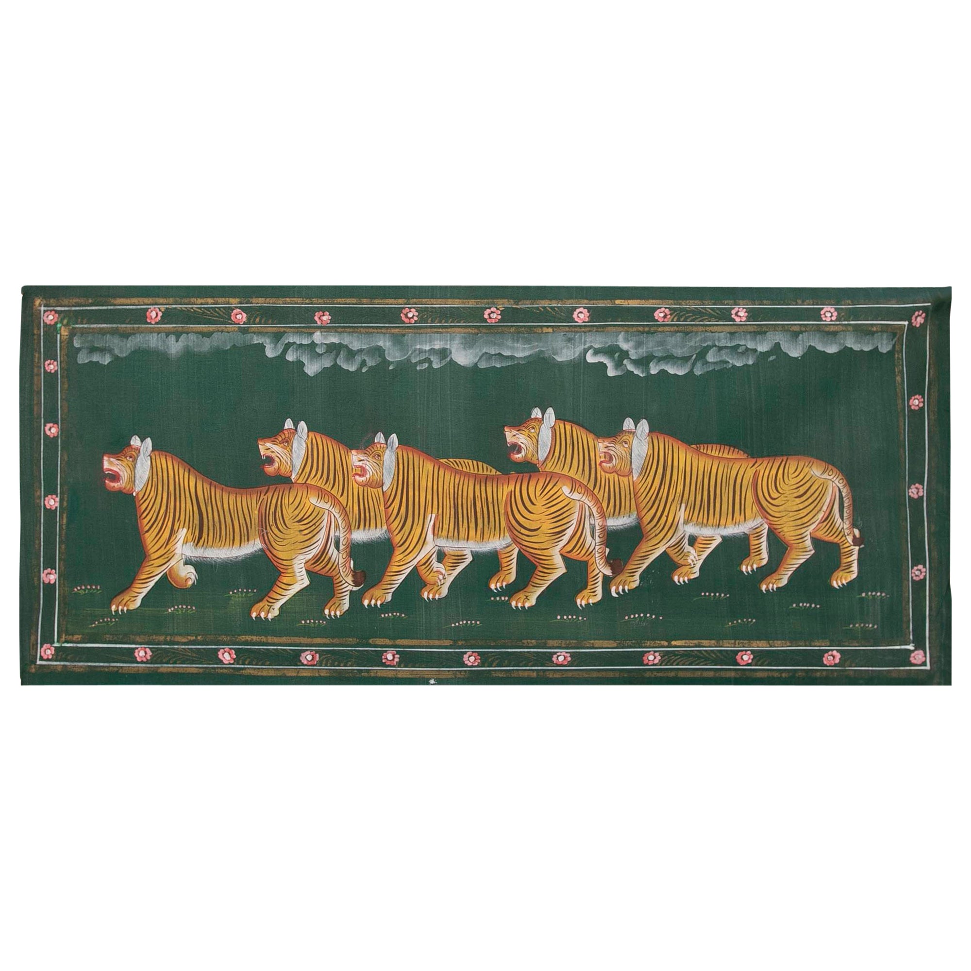 1970s Jaime Parlade Designer Hand Painting "Tigers" Oil on Canvas