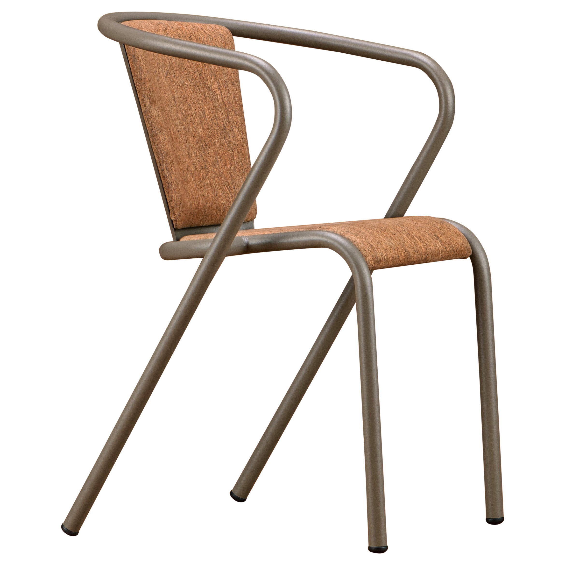 BICA-Sessel Moderner Stahlsessel aus oxidiertem Bark, Polsterung aus natürlichem Kork im Angebot