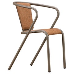 BICAchair Modern Steel Armchair Oxidized Bark, Upholstery in Natural Cork