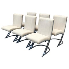 Set of Six Pierre Cardin Crome Dining Chairs, Mid-Century Modern