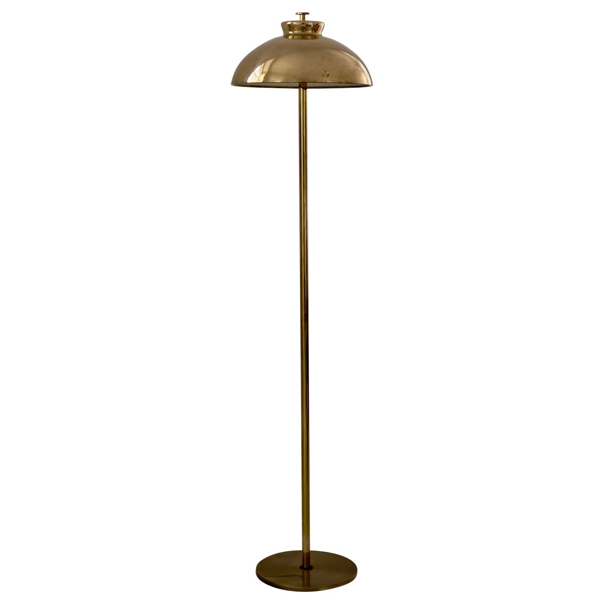 1960s Scandinavian Midcentury Floor Lamp in Patinated Brass with Perforated Top