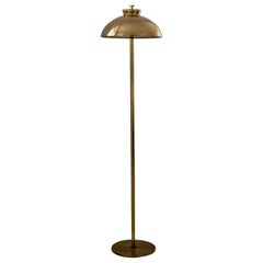 1960s Scandinavian Midcentury Floor Lamp in Patinated Brass with Perforated Top