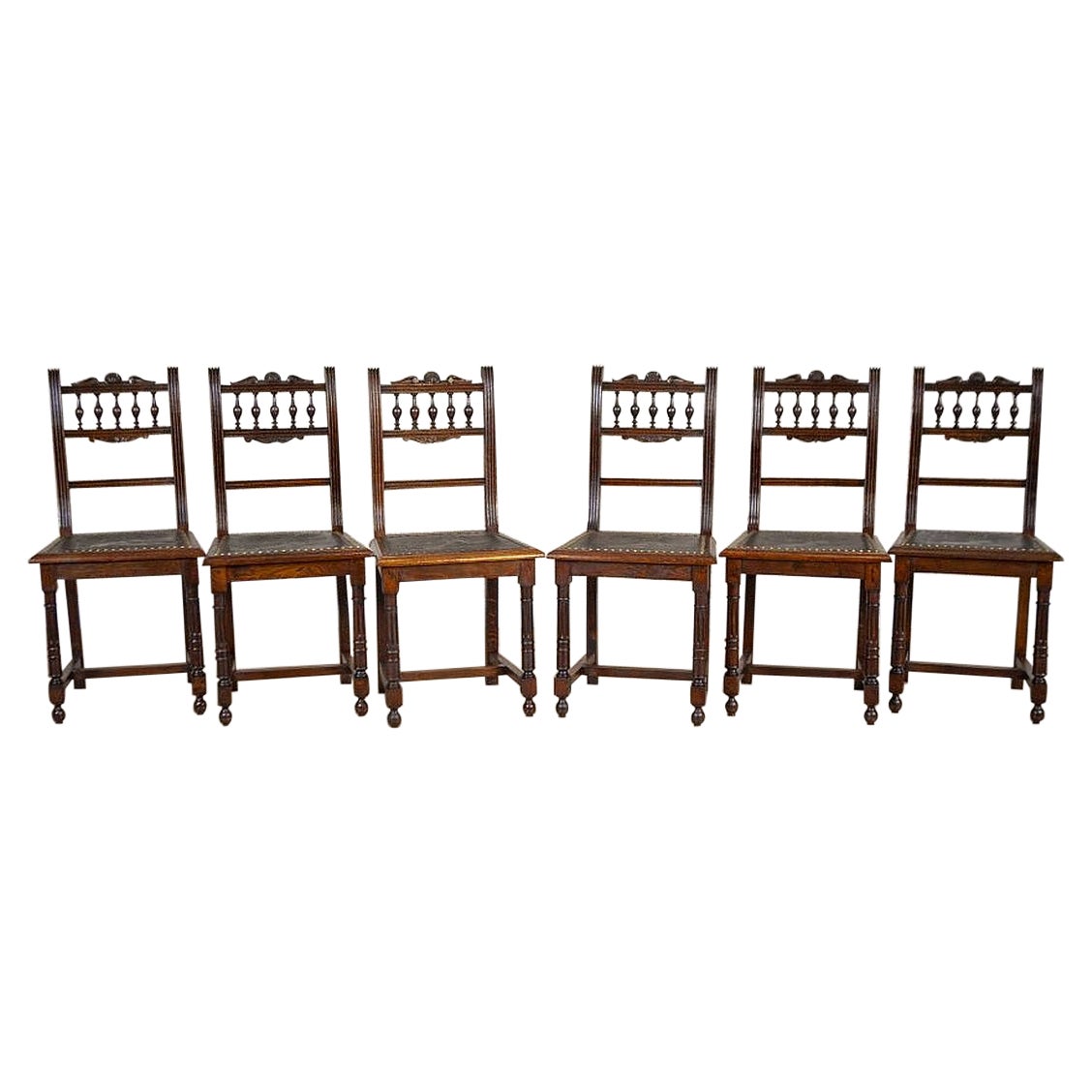 Set of Decorative Oak Chairs From the, Early 20th Century For Sale