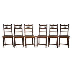 Antique Set of Decorative Oak Chairs From the, Early 20th Century