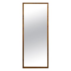 Italian Mid-Century Modern Rectangular Wood Frame Wall Mirror, 1960s