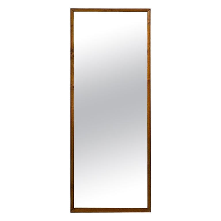 Italian MidCentury Modern Rectangular Wood Frame Wall Mirror, 1960s