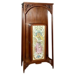 Antique Cloisonne Art Nouveau Cabinet, Louis Majorelle Attributed